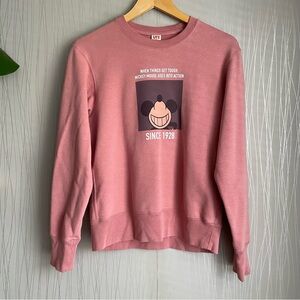 UT Uniqlo Disney Sweatshirt Pullover Mickey Mouse Peach Sweater Women’s Size XS